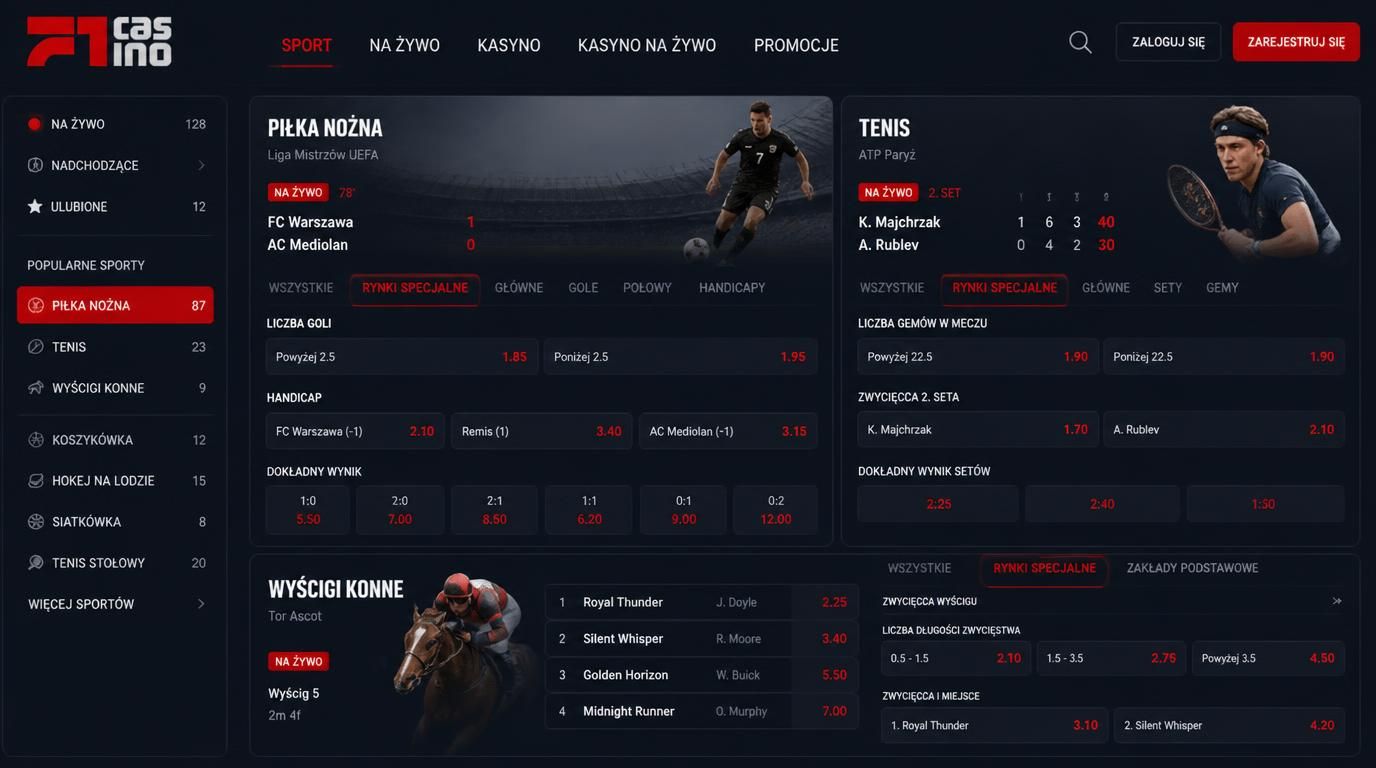 ekran live zakładów sportowych z różnymi dyscyplinami